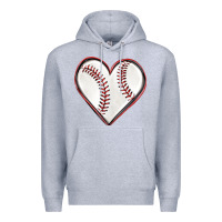 Heather Grey baseball heart Premium Hoodie - texasbilliewilder
