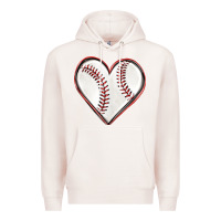 Pale Pink baseball heart Premium Hoodie - texasbilliewilder