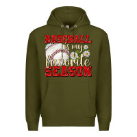 Army Green baseball is my favorite season Premium Hoodie - texasbilliewilder