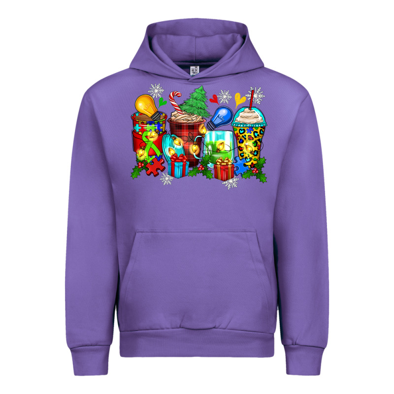 Autism Christmas Coffee Cups Urban Hoodie by Zillion Design Studio | Teevron