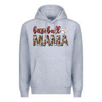 Heather Grey baseball mama Premium Hoodie - texasbilliewilder