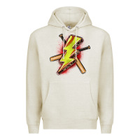 Oatmeal Heather softball lightning bolt Premium Hoodie - Zillion Design Studio