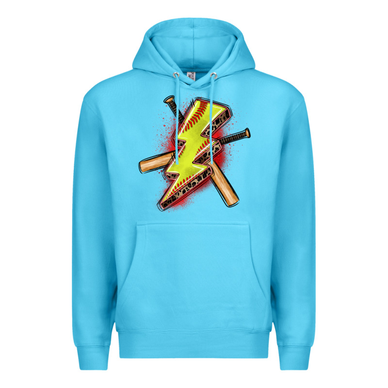Softball Lightning Bolt Premium Hoodie by Zillion Design Studio | Teevron