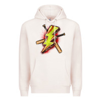 Pale Pink softball lightning bolt Premium Hoodie - Zillion Design Studio