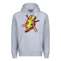 Heather Grey softball lightning bolt Premium Hoodie - Zillion Design Studio
