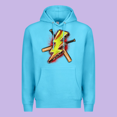 Softball Lightning Bolt Premium Hoodie Designed By Zillion Design Studio