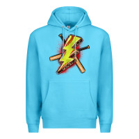 Ocean Blue softball lightning bolt Premium Hoodie - Zillion Design Studio