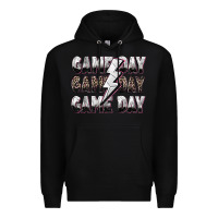 Black game day game day volleyball lightning bolt Premium Hoodie - Zillion Design Studio