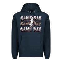 Navy game day game day volleyball lightning bolt Premium Hoodie - Zillion Design Studio