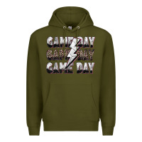 Army Green game day game day volleyball lightning bolt Premium Hoodie - Zillion Design Studio