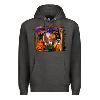 Charcoal Heather longhorn cow halloween Premium Hoodie - RanaPortraitStore