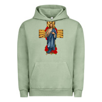 Pigment Oil Green jesus christ cross Urban Hoodie - texasbilliewilder