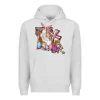 Dove Grey Louisiana Map Easter Bunny And Cross Premium Hoodie - RanaPortraitStore