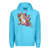 Ocean Blue Louisiana Map Easter Bunny And Cross Premium Hoodie - RanaPortraitStore