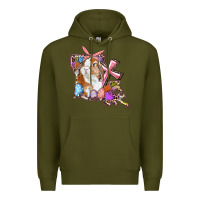 Army Green Louisiana Map Easter Bunny And Cross Premium Hoodie - RanaPortraitStore