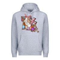 Heather Grey Louisiana Map Easter Bunny And Cross Premium Hoodie - RanaPortraitStore