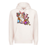 Pale Pink Louisiana Map Easter Bunny And Cross Premium Hoodie - RanaPortraitStore
