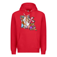 Red Louisiana Map Easter Bunny And Cross Premium Hoodie - RanaPortraitStore