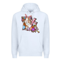 White Louisiana Map Easter Bunny And Cross Premium Hoodie - RanaPortraitStore