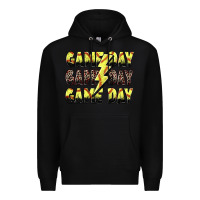 Black game day game day softball lightning bolt Premium Hoodie - Zillion Design Studio