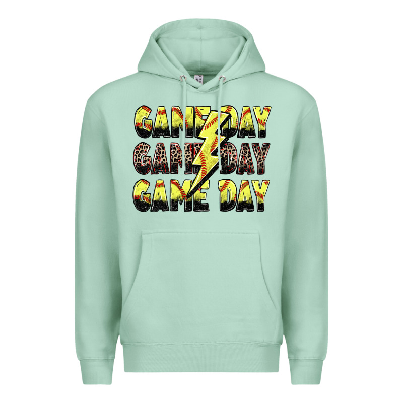 Game Day Game Day Softball Lightning Bolt Premium Hoodie by Zillion Design Studio | Teevron