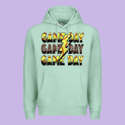 Game Day Game Day Softball Lightning Bolt Premium Hoodie Designed By Zillion Design Studio