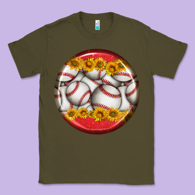 Baseball With Sunflower Round Earrings Classic Tee Designed By Bundleandbundleshop