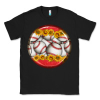 Black baseball with sunflower round earrings Classic Tee - BundleAndBundleShop