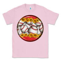 Bubblegum Pink baseball with sunflower round earrings Classic Tee - BundleAndBundleShop