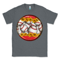Charcoal Heather baseball with sunflower round earrings Classic Tee - BundleAndBundleShop
