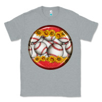 Heather Grey baseball with sunflower round earrings Classic Tee - BundleAndBundleShop
