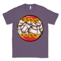 Lavender baseball with sunflower round earrings Classic Tee - BundleAndBundleShop