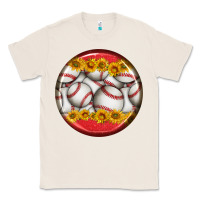 Natural baseball with sunflower round earrings Classic Tee - BundleAndBundleShop