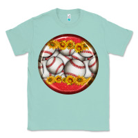 Seafoam baseball with sunflower round earrings Classic Tee - BundleAndBundleShop