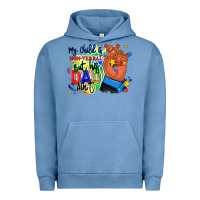 Pigment Pebble Blue my child is non verbal but his dad aint afro hand Urban Hoodie - RanaPortraitStore
