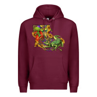 Louisiana Map With Mardi Gras Crocodile Premium Hoodie | Teevron