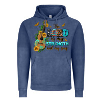 Vintage Denim the lord is my strength and my song guitar with su Vintage Hoodie - AdoDesignShop