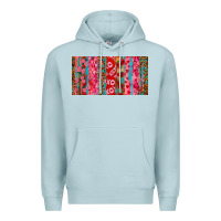 Blue Mist Love brushstrokes xoxo leopard and turquoise Premium Hoodie - RanaPortraitStore