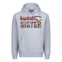 Heather Grey baseball sister with leopard Premium Hoodie - texasbilliewilder