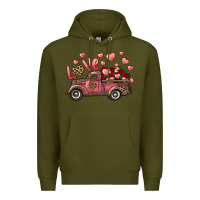 Army Green Love Truck With Roses And Leopard Premium Hoodie - RanaPortraitStore