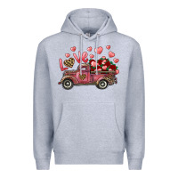 Heather Grey Love Truck With Roses And Leopard Premium Hoodie - RanaPortraitStore