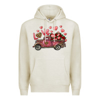 Oatmeal Heather Love Truck With Roses And Leopard Premium Hoodie - RanaPortraitStore