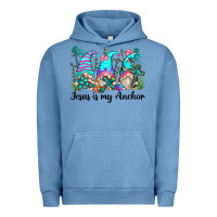 Pigment Pebble Blue jesus is my anchor gnomes Urban Hoodie - Zillion Design Studio