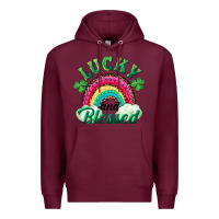 Burgundy Lucky and blessed rainbow Premium Hoodie - RanaPortraitStore