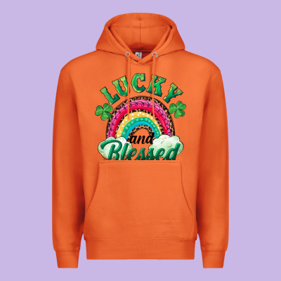 Lucky And Blessed Rainbow Premium Hoodie Designed By Ranaportraitstore