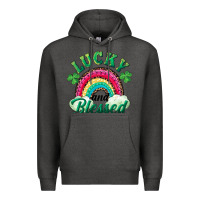Charcoal Heather Lucky and blessed rainbow Premium Hoodie - RanaPortraitStore