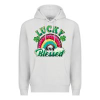 Dove Grey Lucky and blessed rainbow Premium Hoodie - RanaPortraitStore