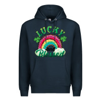 Navy Lucky and blessed rainbow Premium Hoodie - RanaPortraitStore