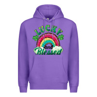 Purple Lucky and blessed rainbow Premium Hoodie - RanaPortraitStore