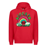 Red Lucky and blessed rainbow Premium Hoodie - RanaPortraitStore